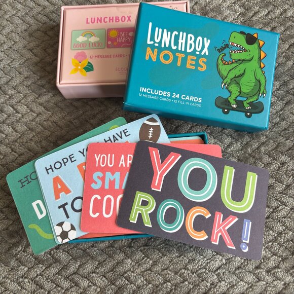 Girl & Boy Lunch Box Notes 24 Cards Each Box 12 Message & 12 Fill In Cards 4.5" - Picture 3 of 3